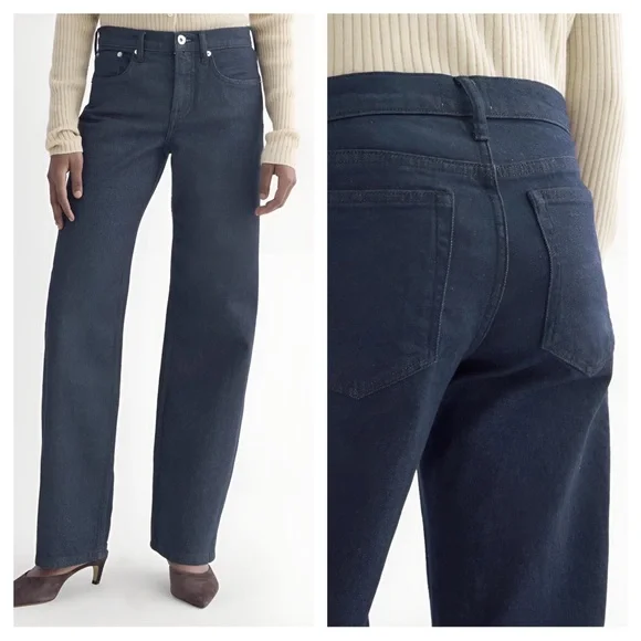 NWT! EVERLANE Column Jean in Pure Blue w a Wide Straight Leg, size 28 - Picture 3 of 10